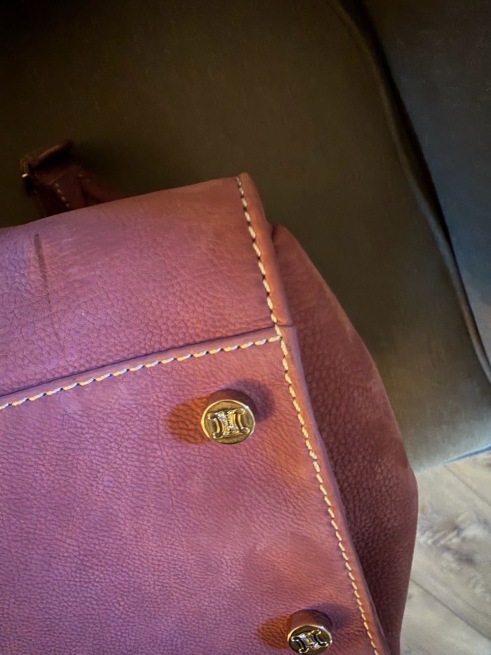 Celine Suede Satchel Handbag in Plum - Picture 12 of 14